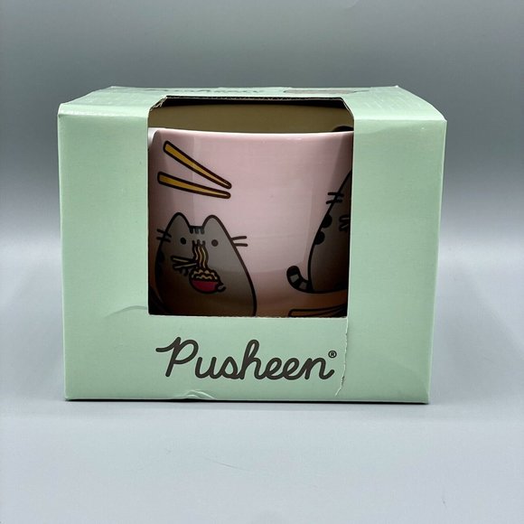 Enesco Pusheen 4” Pink Ramen Bowl and Chopsticks Set by Our Name is Mud - Picture 1 of 9